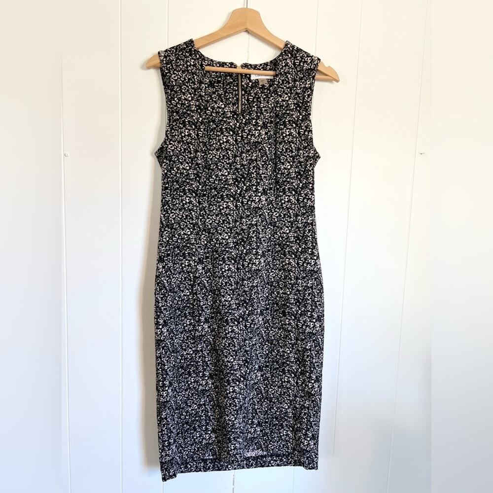 Calvin Klein shift dress mixed abstract pattern zip back work professional fall